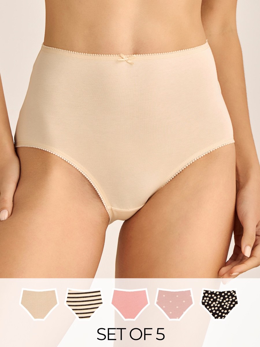 Set of 5 - Assorted High-Waist Full Briefs