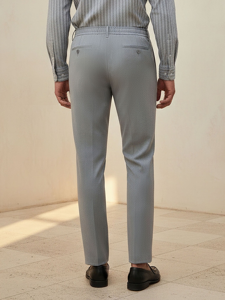Men Regular Fit Bi-Stretch Formal Trousers
