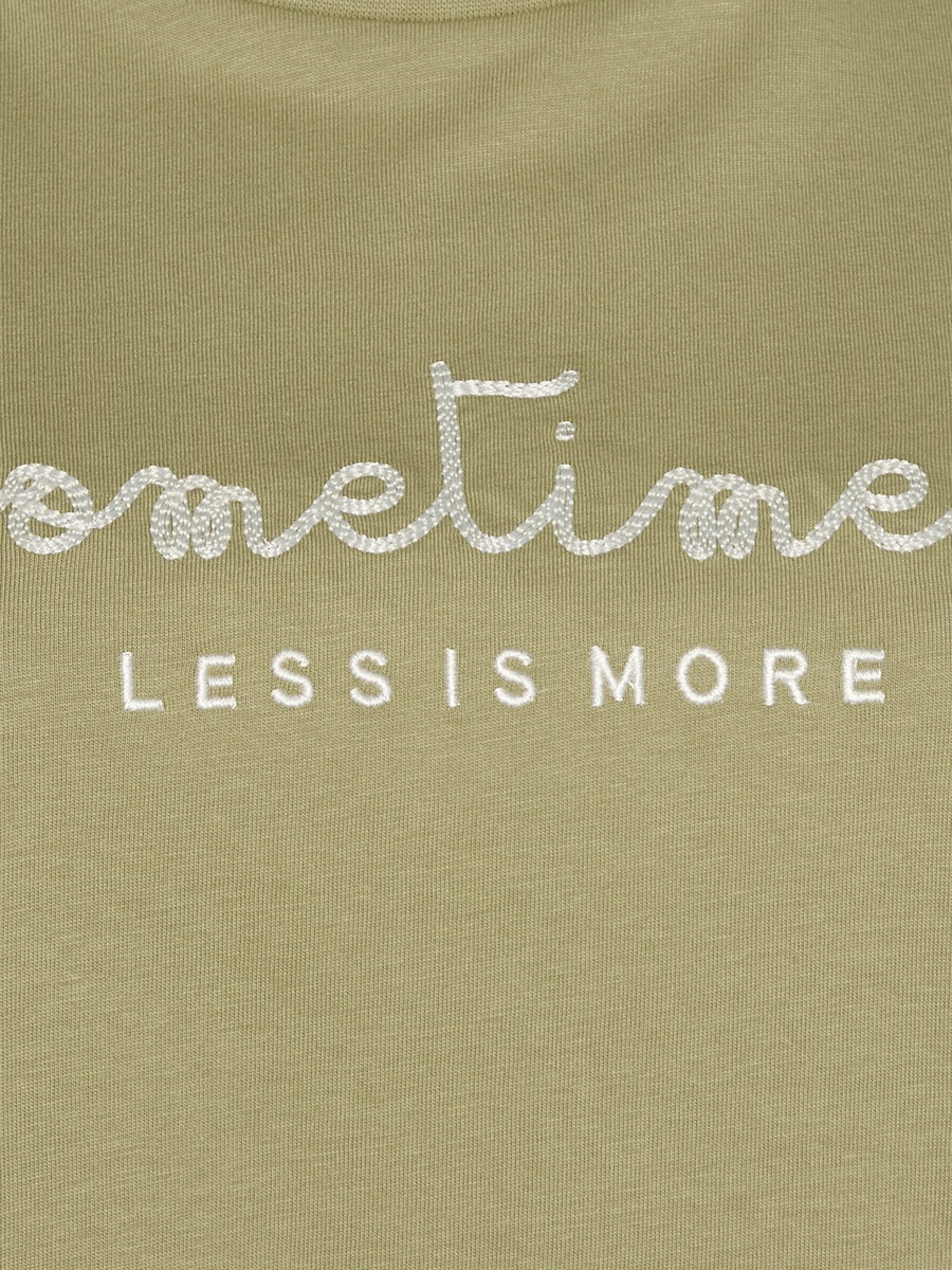 Cotton T-Shirt with Slogan Embroidery