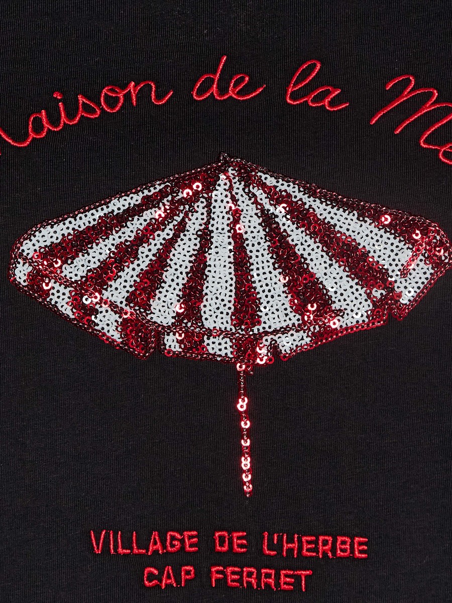 Cotton T-Shirt with Slogan Embroidery