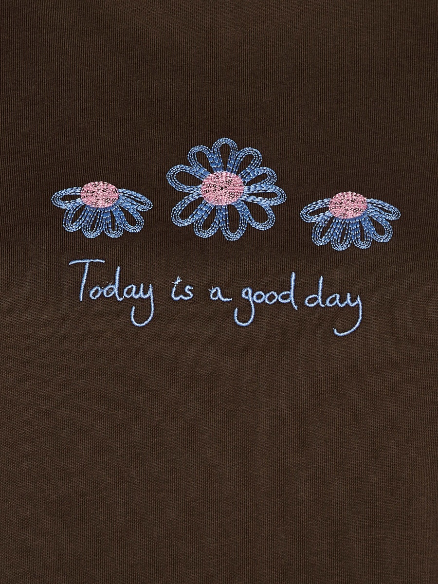 Cotton T-Shirt with Slogan Embroidery