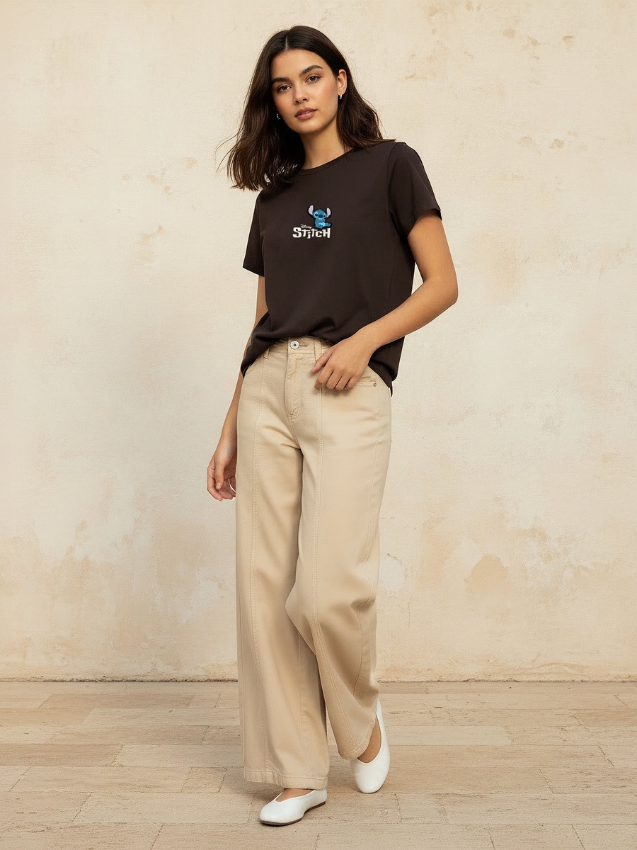Cotton T-Shirt with Stitch Applique Detail
