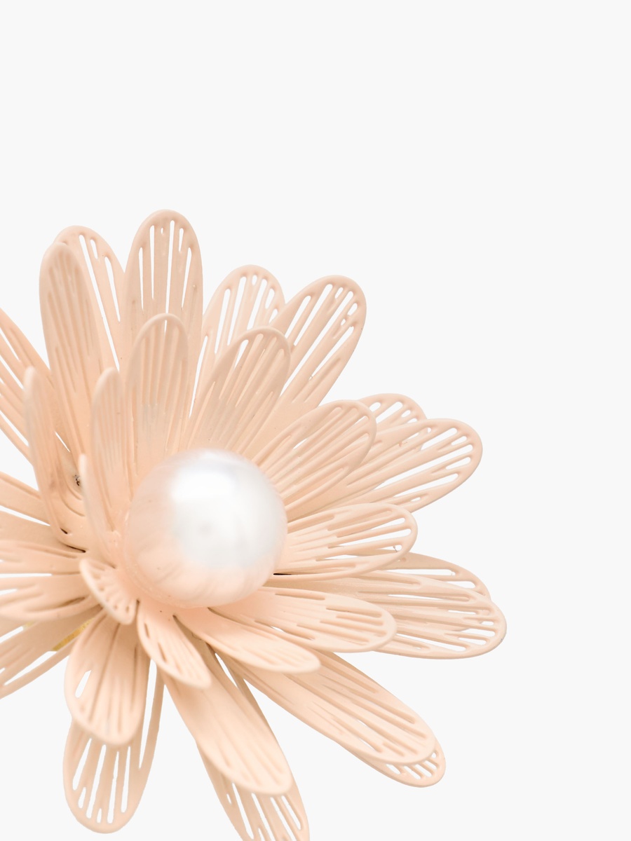 Floral Pearl Embellished Earrings with Pushback Closure