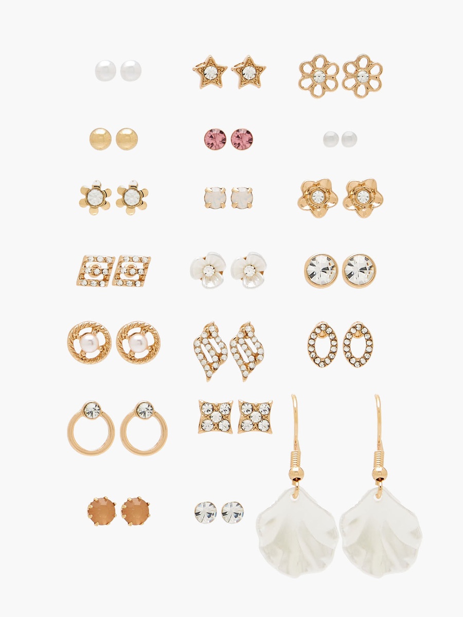 Pack of 20 Gold Tone Embellished Earrings
