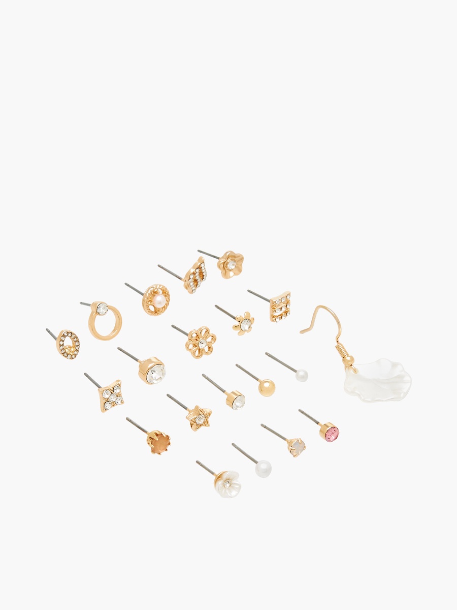 Pack of 20 Gold Tone Embellished Earrings