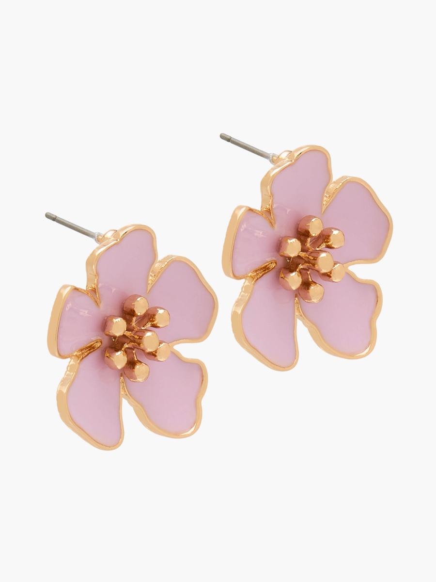 Pack of 2 Enamel Floral Embellished Stud Earrings with Pushback Closure