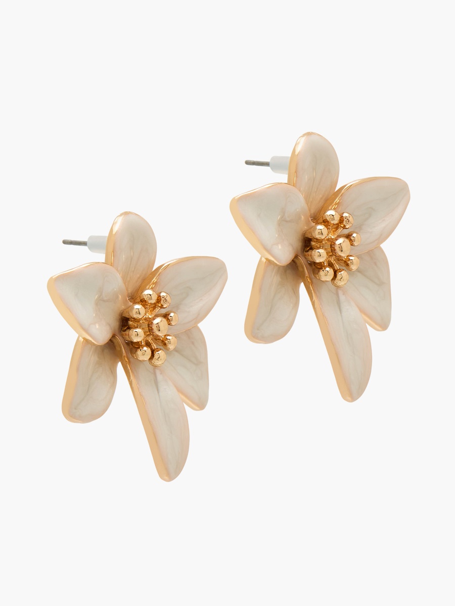 Pack of 2 Enamel Floral Embellished Stud Earrings with Pushback Closure