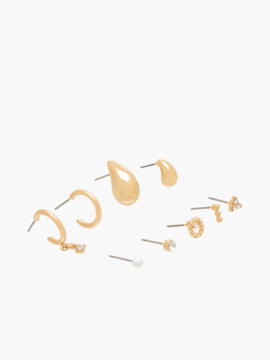 Pack of 9 Gold Tone Assorted Earrings with Pushback Closure