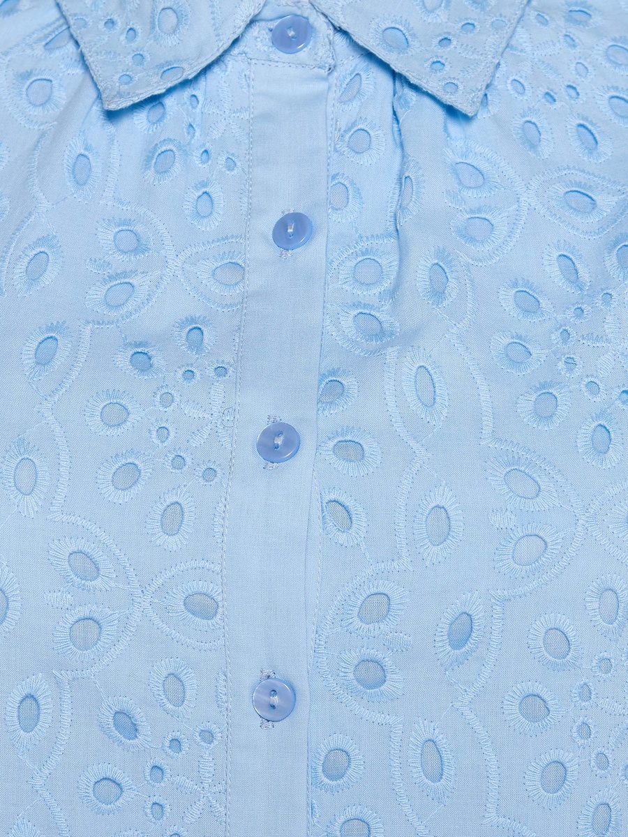A-Line Knee-Length Cotton Dress with Schiffli Embroidery