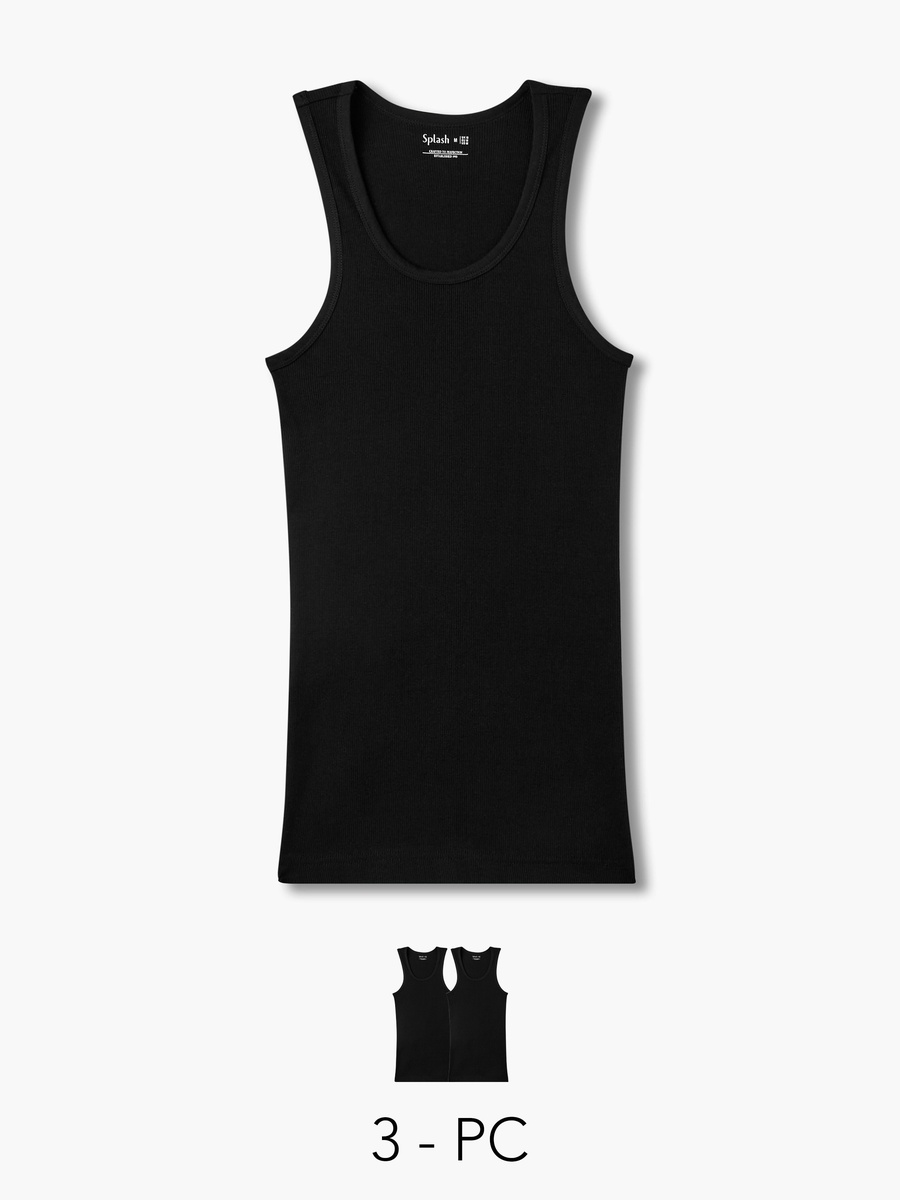 Men Ribbed Cotton Vest - Pack of 3