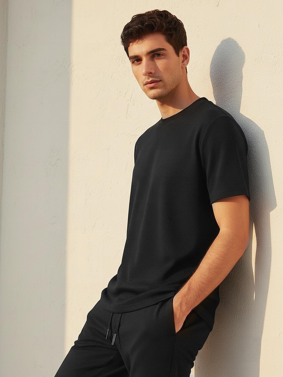 Men Waffle Textured T-Shirt