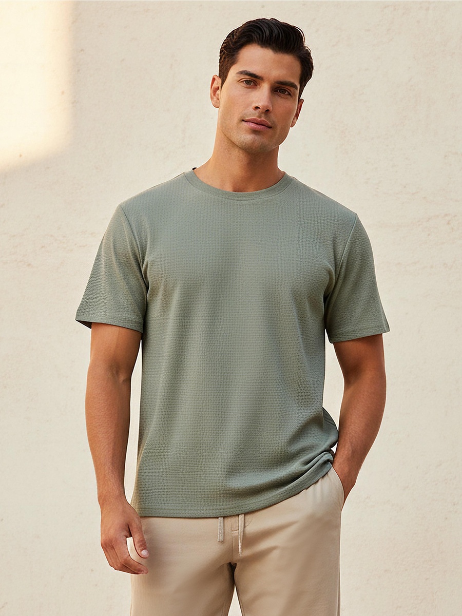 Men Waffle Textured T-Shirt