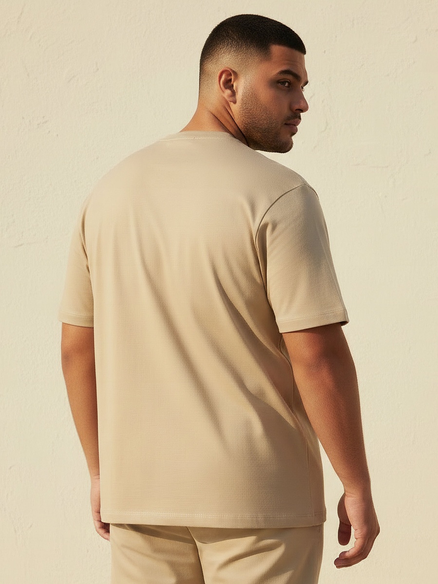 Men Regular Fit Crew Neck Short Sleeve Embossed T-Shirt
