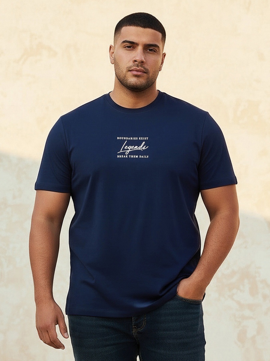 Men Regular Fit Crew Neck Short Sleeves Slogan Print T-Shirt