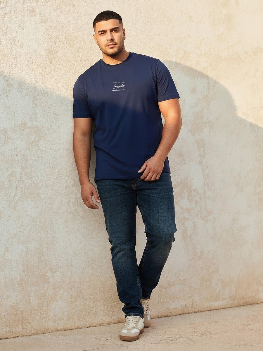 Men Regular Fit Crew Neck Short Sleeves Slogan Print T-Shirt