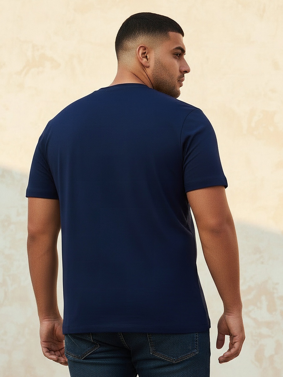 Men Regular Fit Crew Neck Short Sleeves Slogan Print T-Shirt