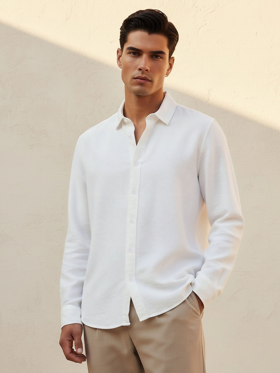 Men Regular Fit Collared Long Sleeve Shirt
