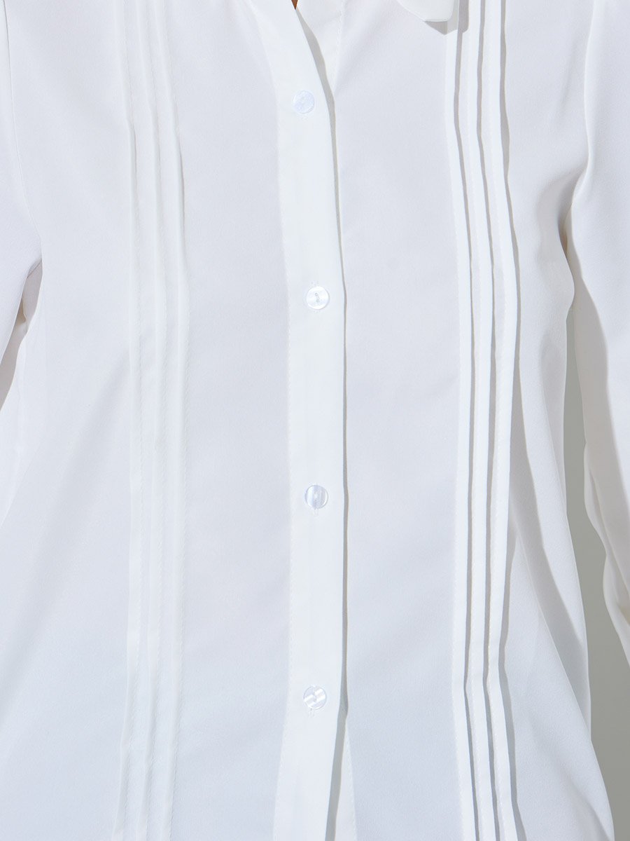 White Long Sleeve Pintuck Shirt