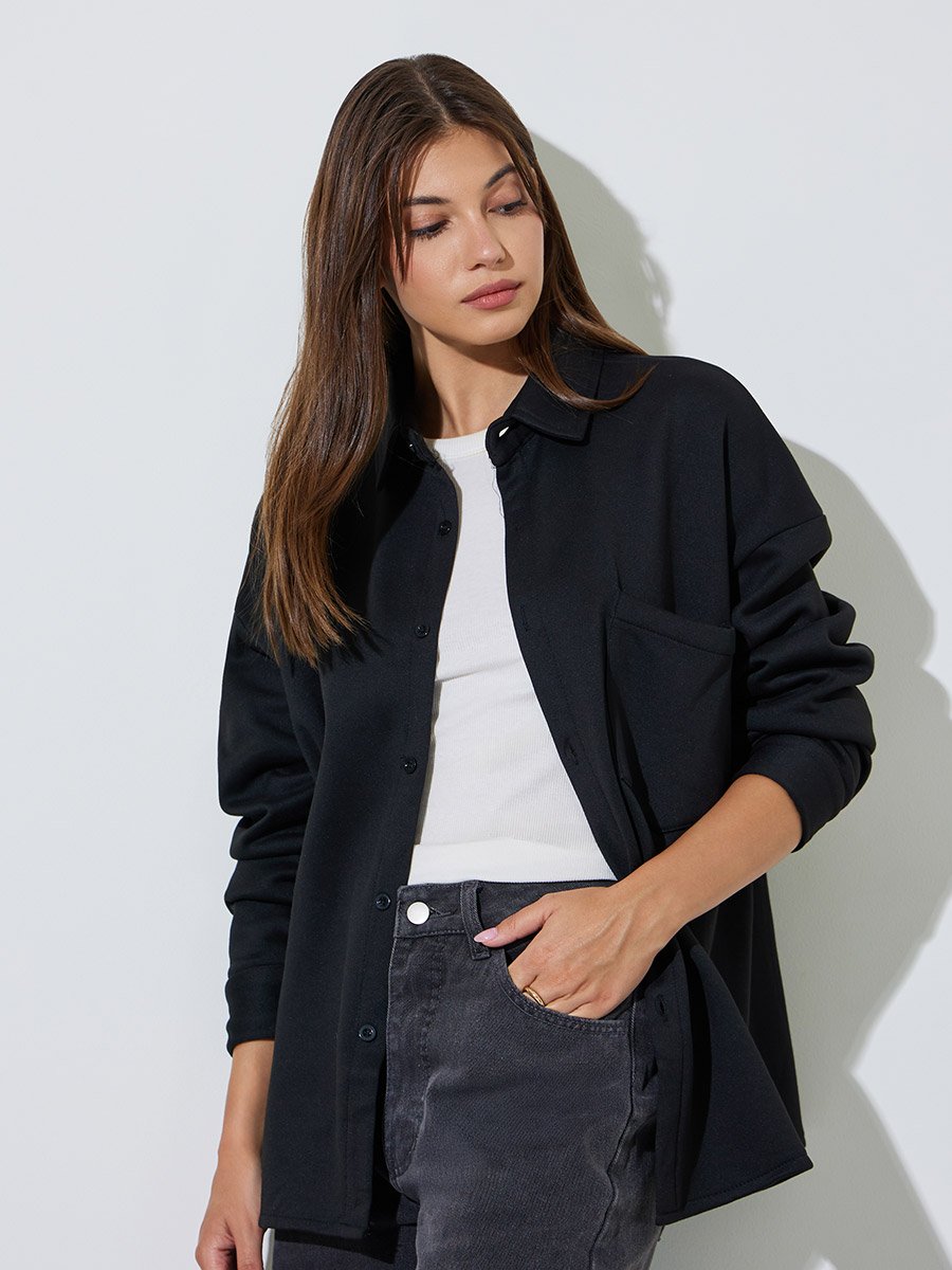 Black Longline Oversized Shacket