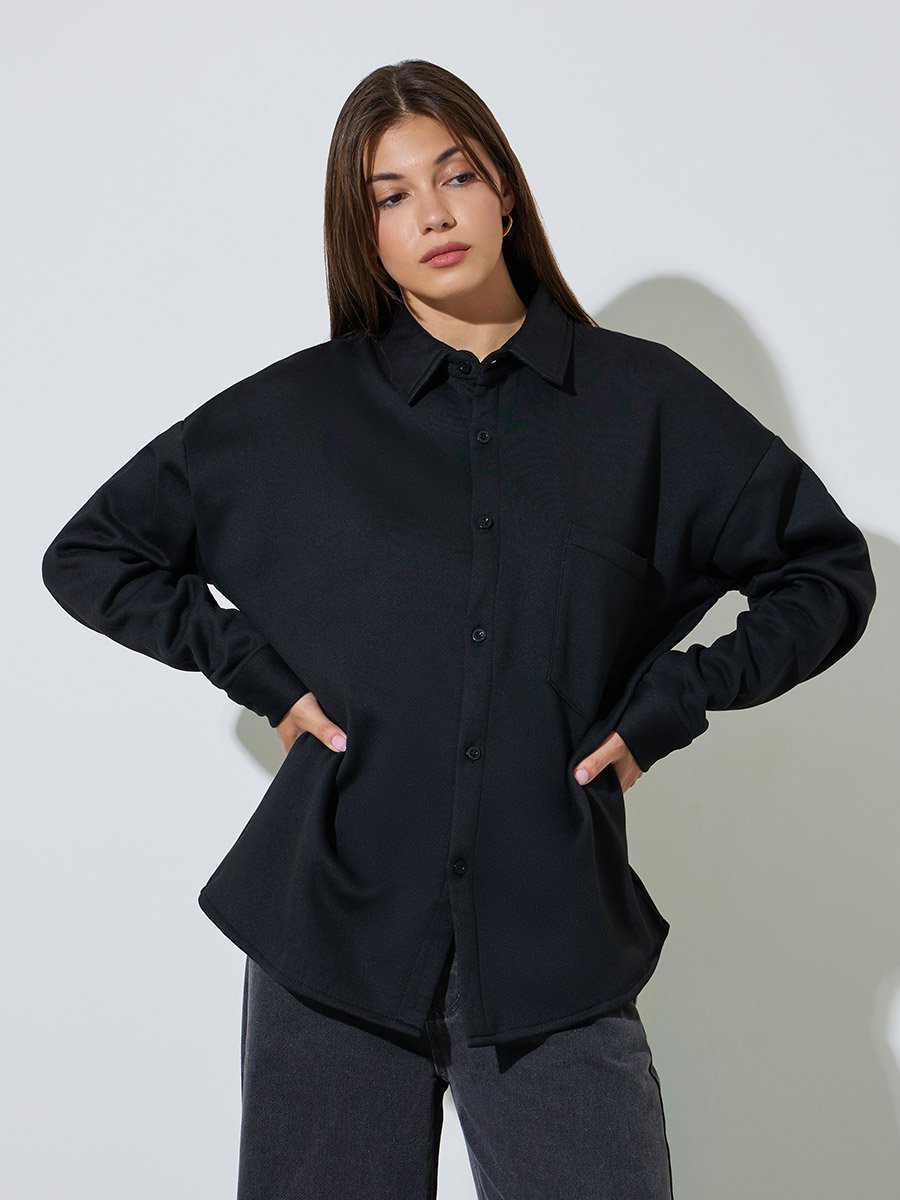 Black Longline Oversized Shacket