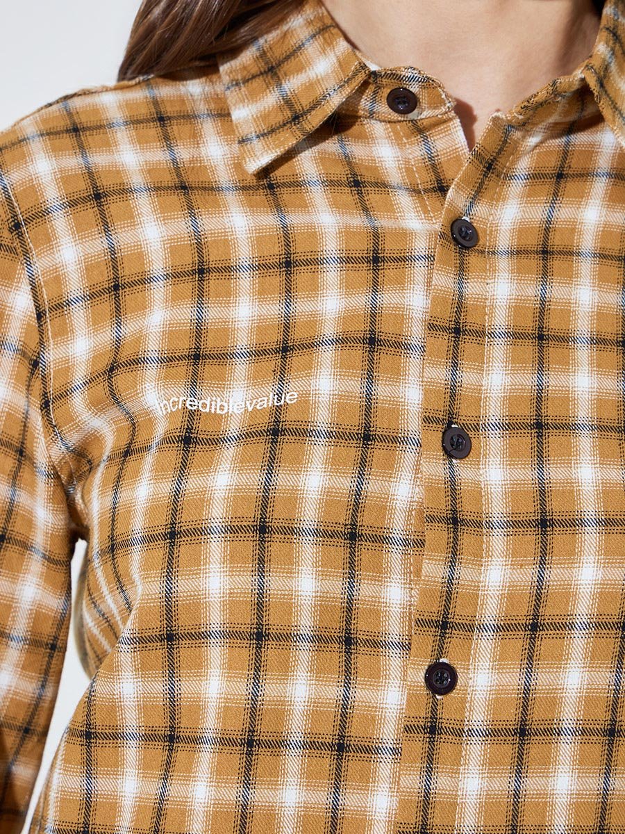 Mustard Plaid Longline Shirt