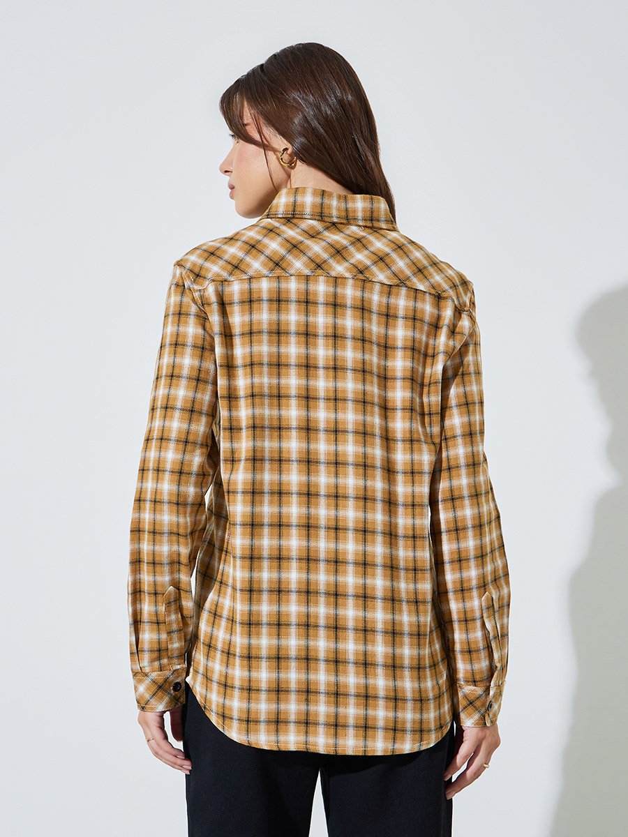 Mustard Plaid Longline Shirt