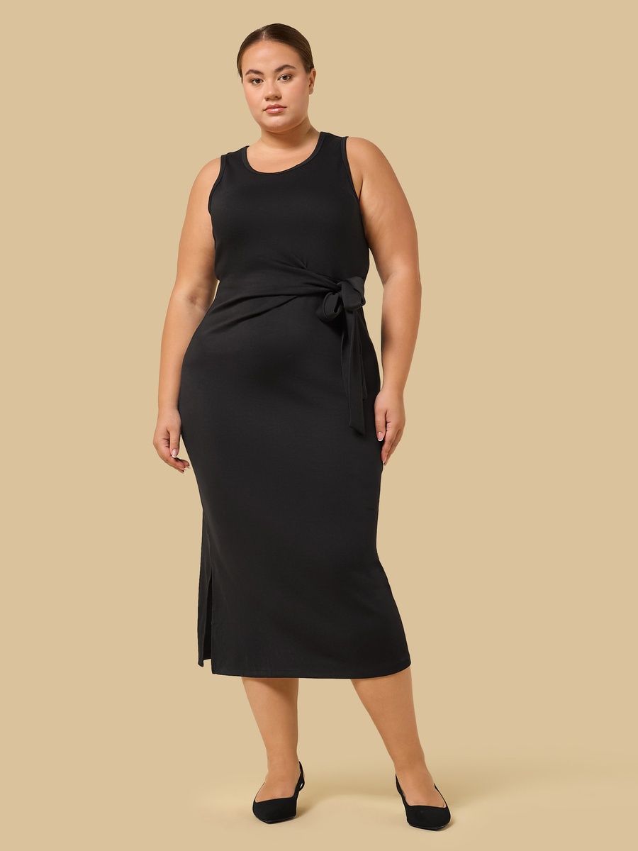 Side Slit Sleeveless Dress with Tie-Up