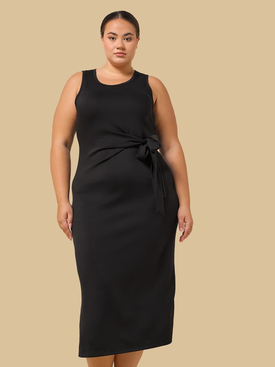 Side Slit Sleeveless Dress with Tie-Up