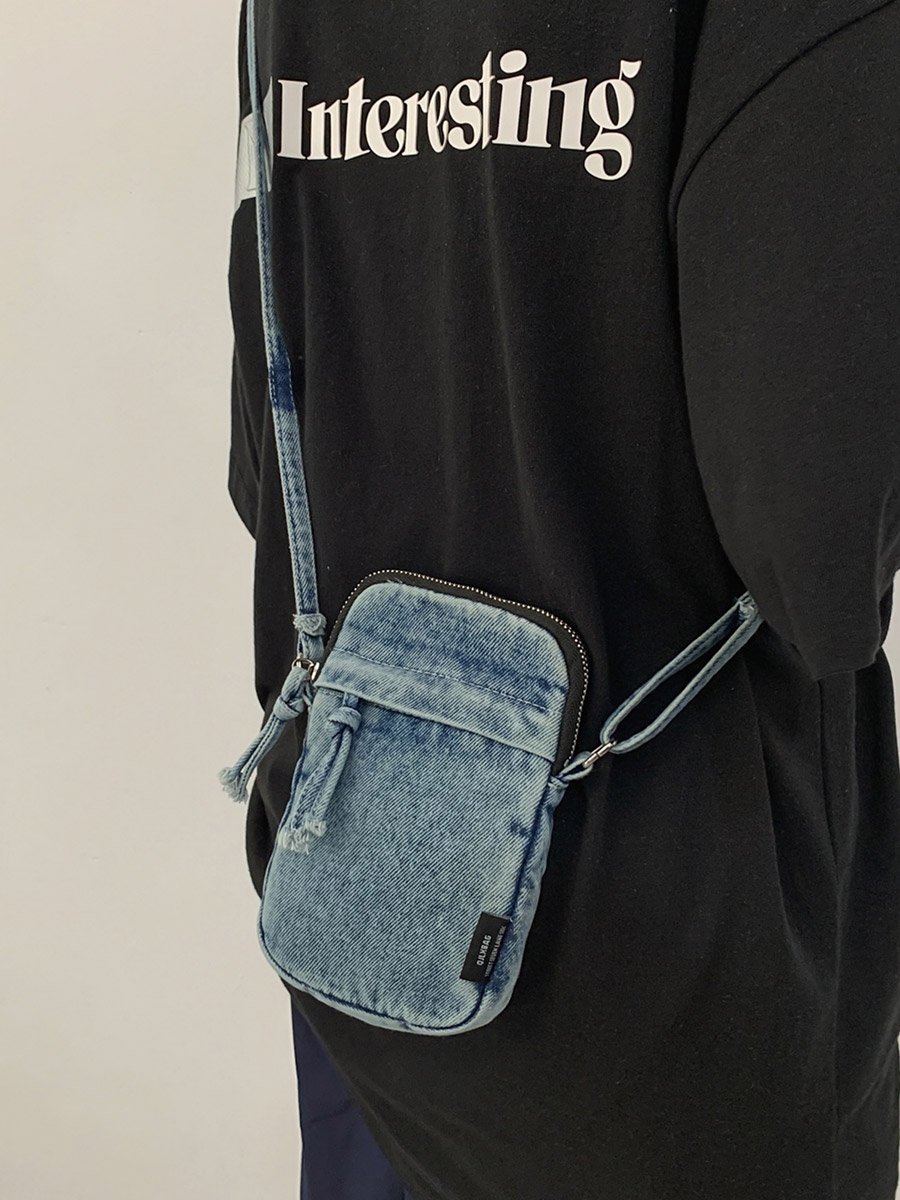 Blue Denim Crossbody Bag with Zip