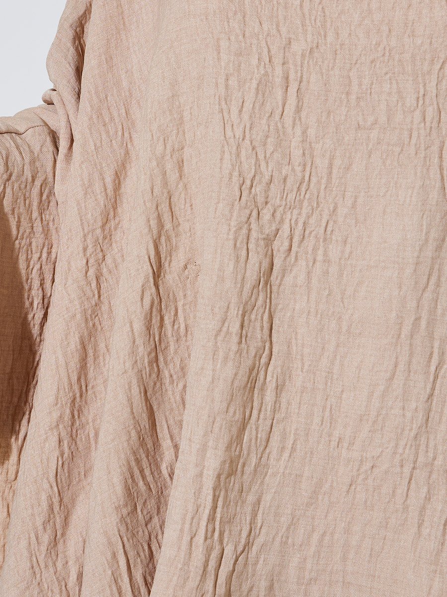 Beige Crinkled Long Top and Pants Co-ord Set