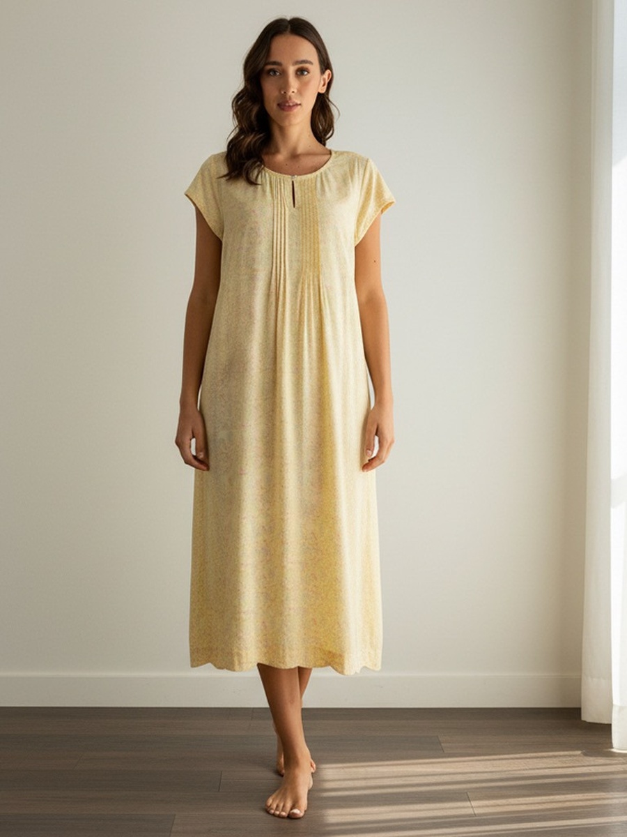 Floral Print Pintuck Detail Night Dress