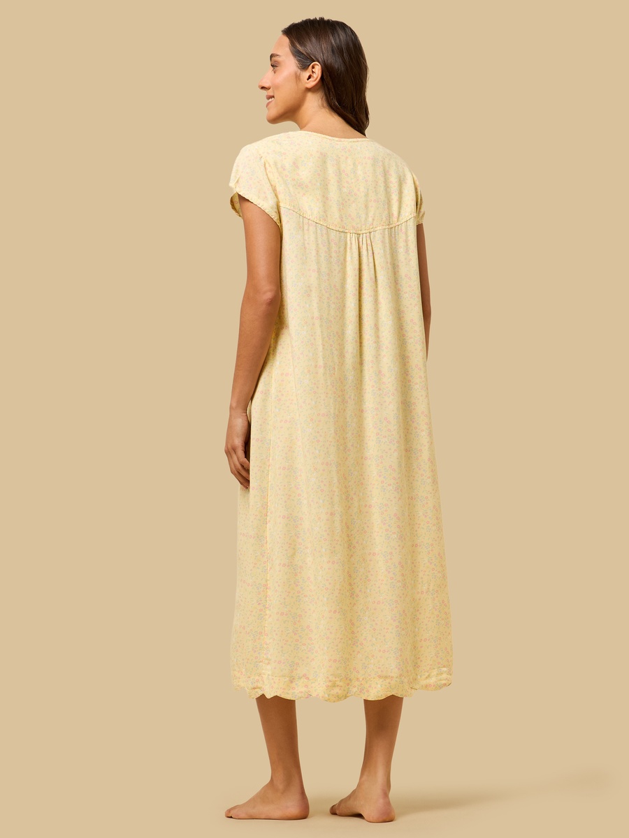 Floral Print Pintuck Detail Night Dress