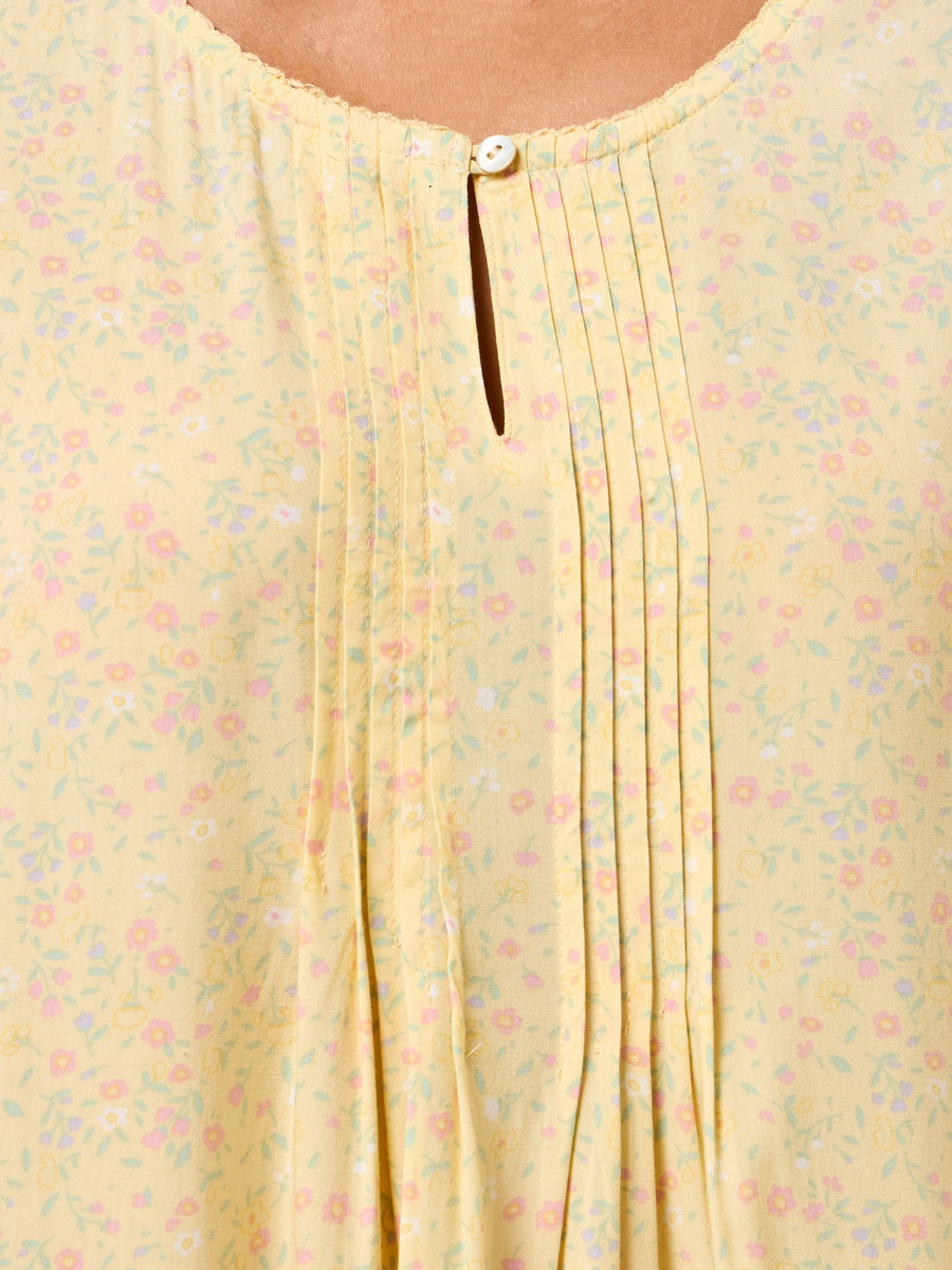Floral Print Pintuck Detail Night Dress