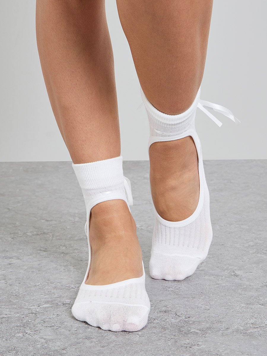 Rib Texture Silicon Pad Lace Yoga Socks