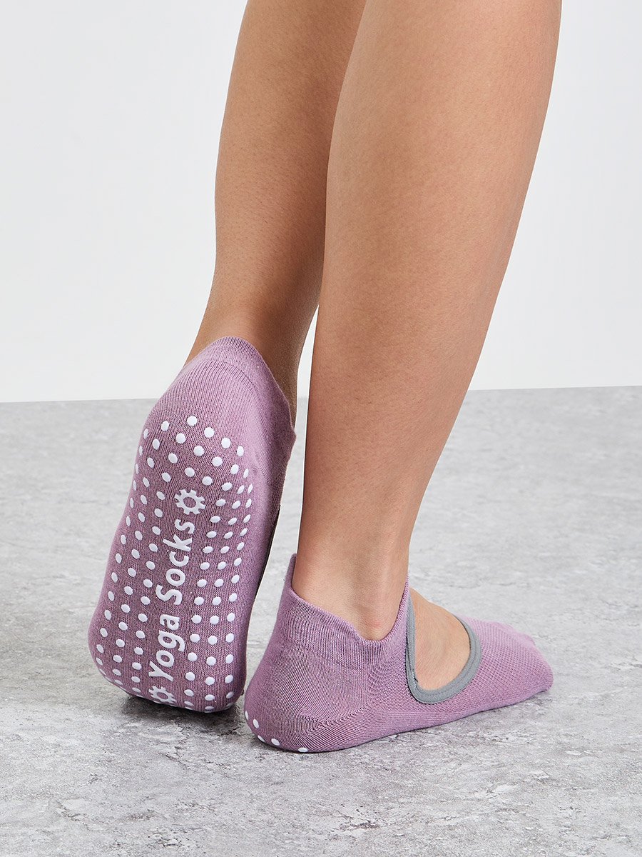 Contrast Edge Peep Silicon Pad Yoga Socks