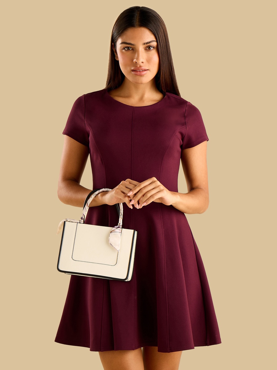 Structured Tote Bag with Scarf Trim