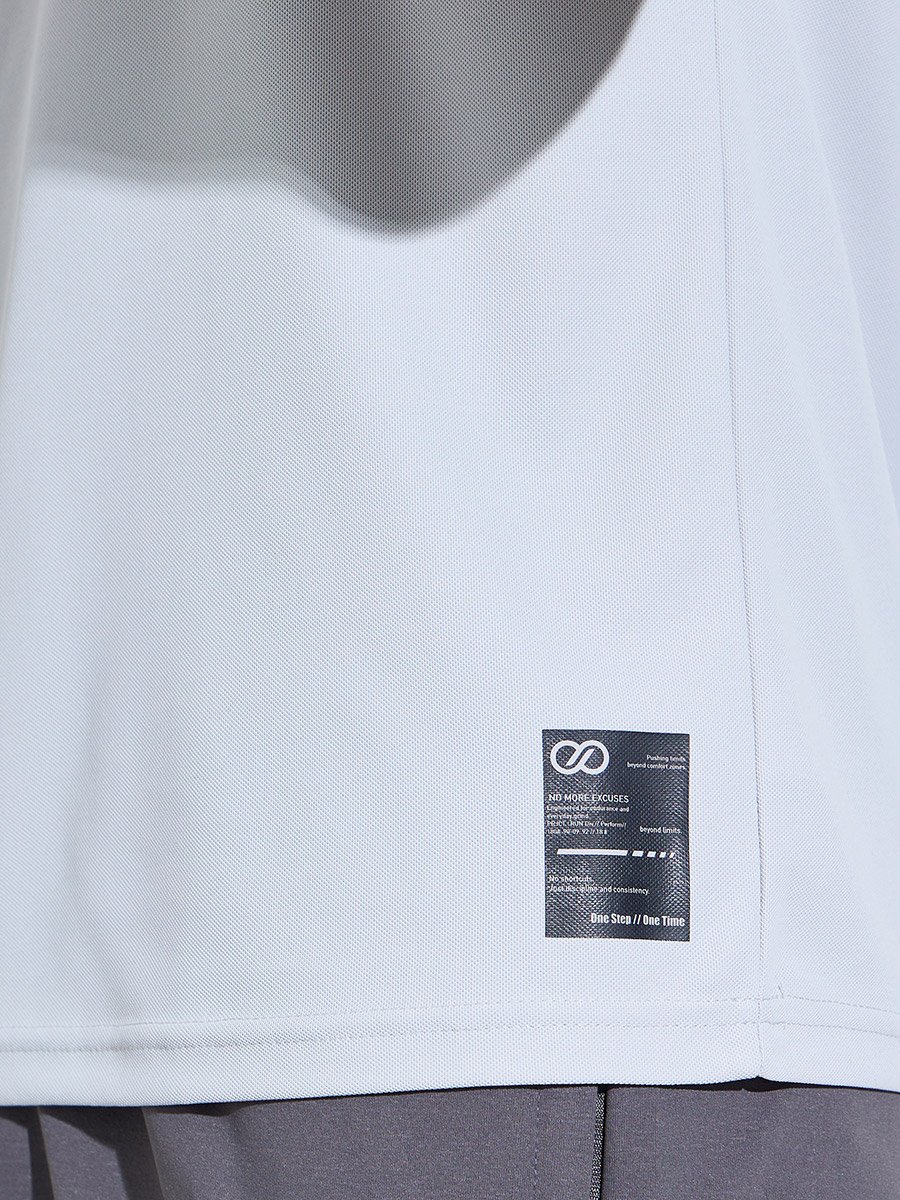 Grey Solid Patchwork Detail Regular Fit Active T-Shirt 