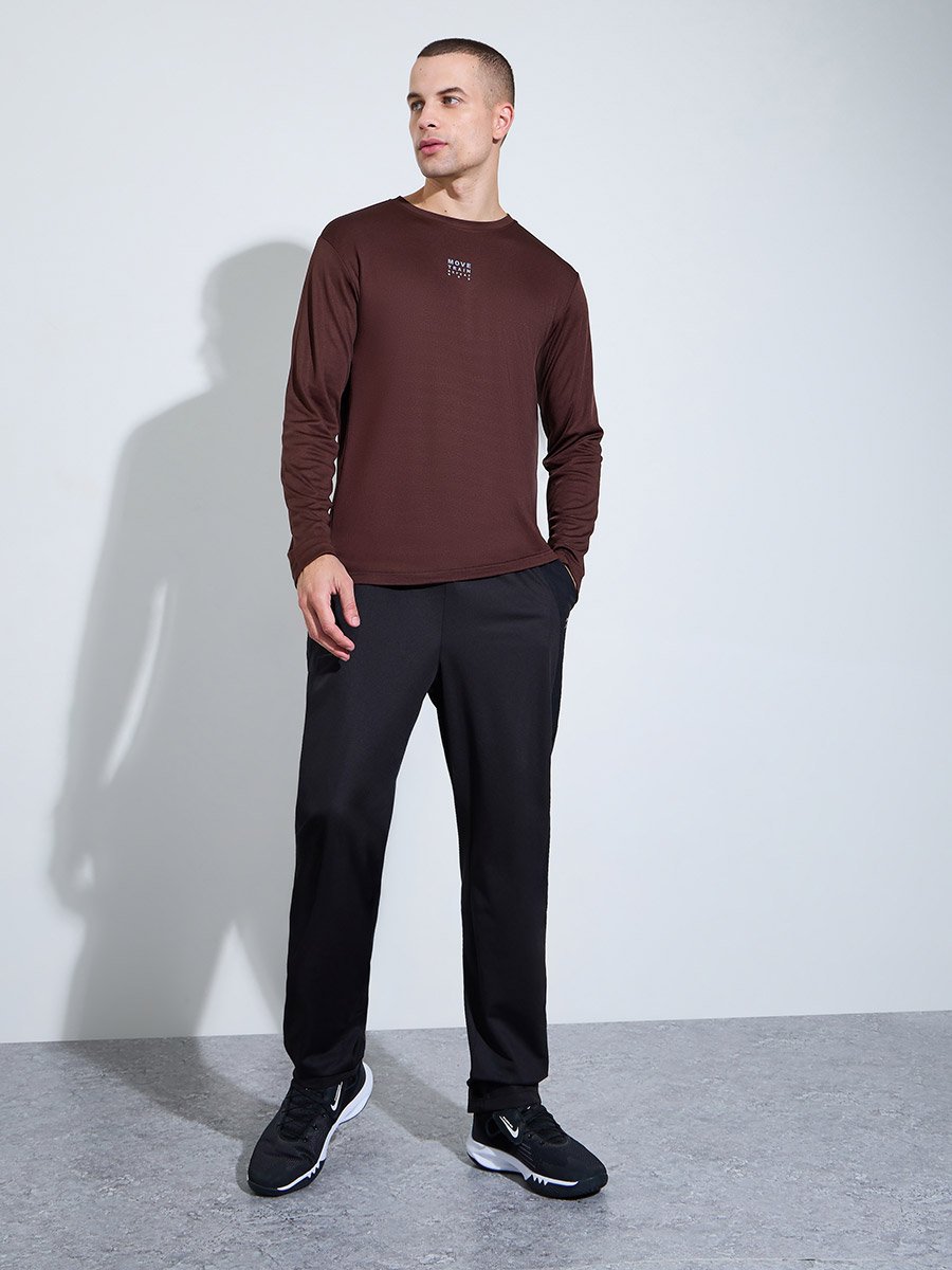Men Brown Long Sleeve Running T-Shirt