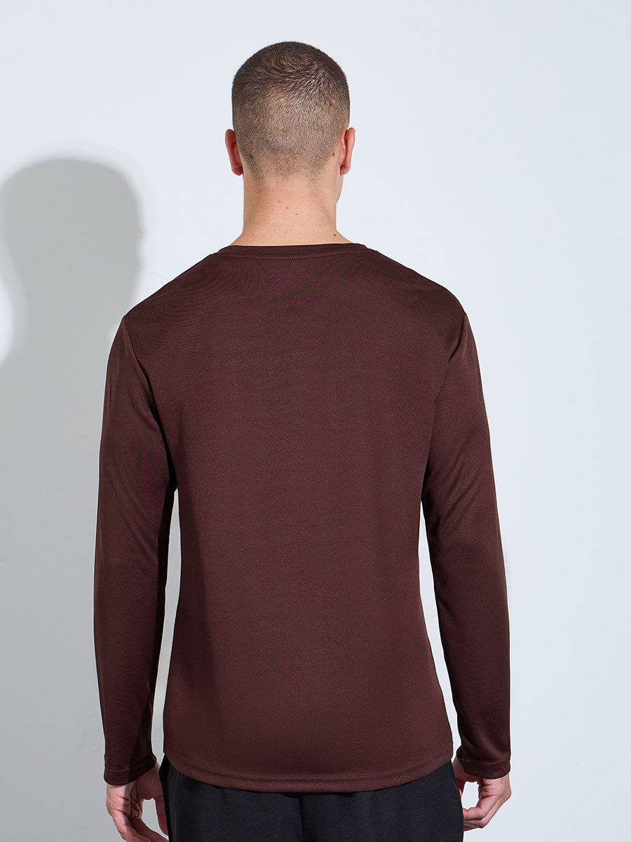 Men Brown Long Sleeve Running T-Shirt