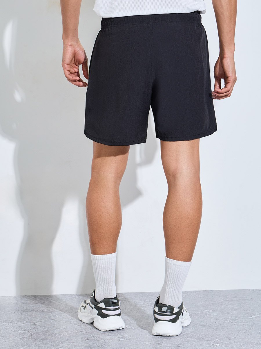 Men Black Running Shorts with Side Slit