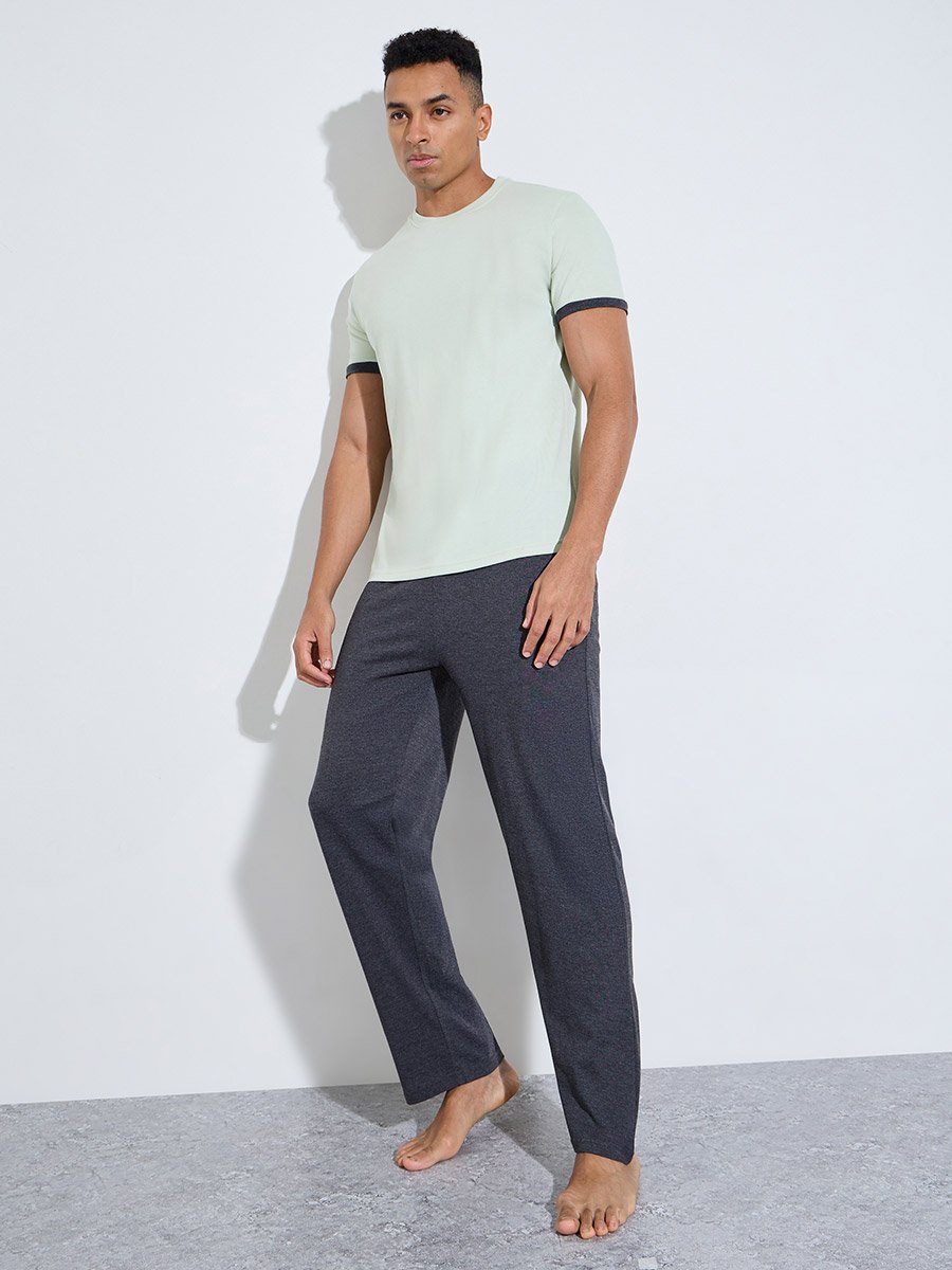 Multi-Color Solid Relaxed Fit T-Shirt and Straight Leg Pants Pyjama Set