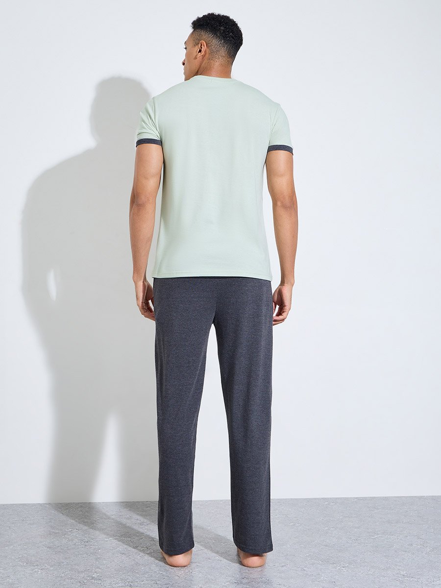 Multi-Color Solid Relaxed Fit T-Shirt and Straight Leg Pants Pyjama Set