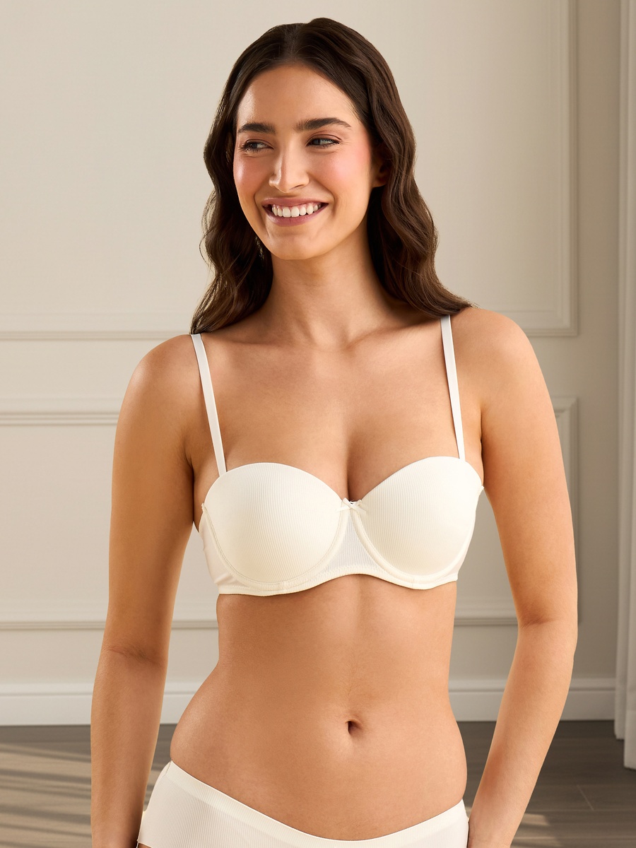 Pack of 3 - Ribbed Microfibre Push-Up Wired Balconette Bra