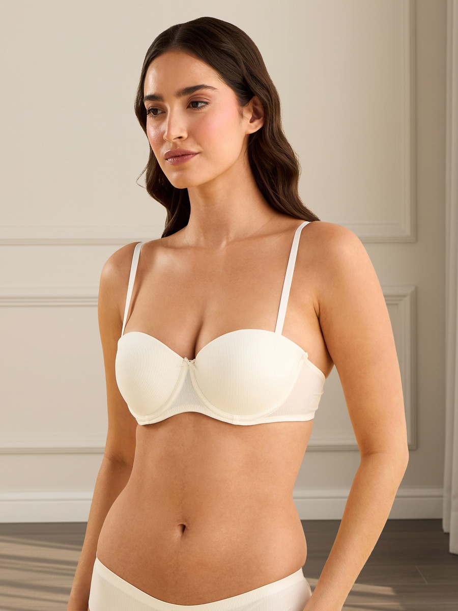 Pack of 3 - Ribbed Microfibre Push-Up Wired Balconette Bra