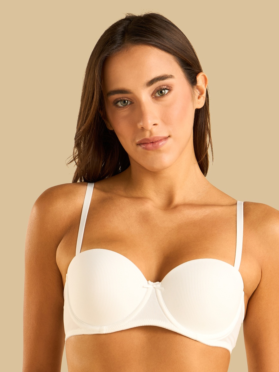 Pack of 3 - Ribbed Padded Wired Balconette Bra