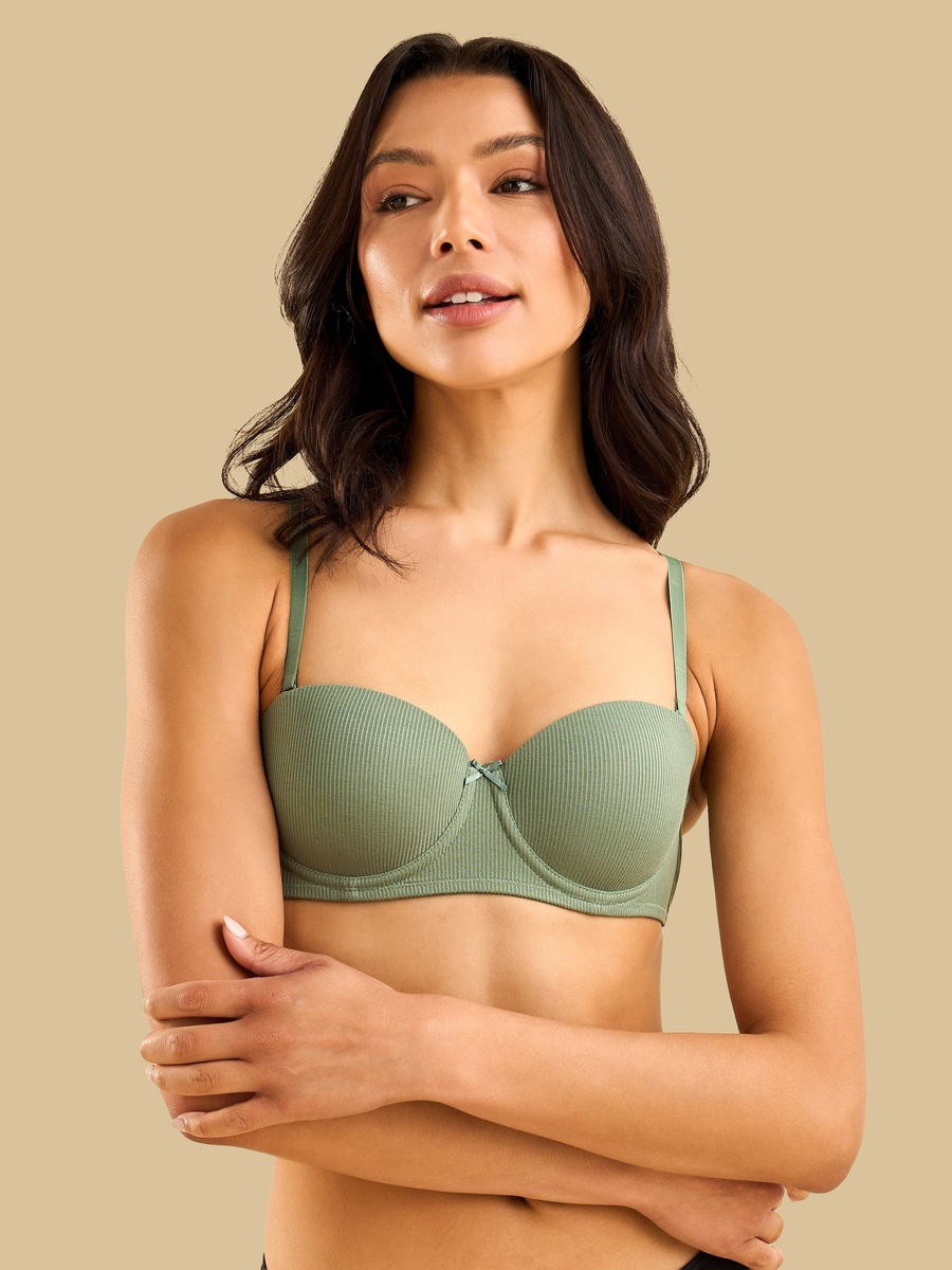 Pack of 3 - Ribbed Microfiber Push-Up Wired Balconette Bra
