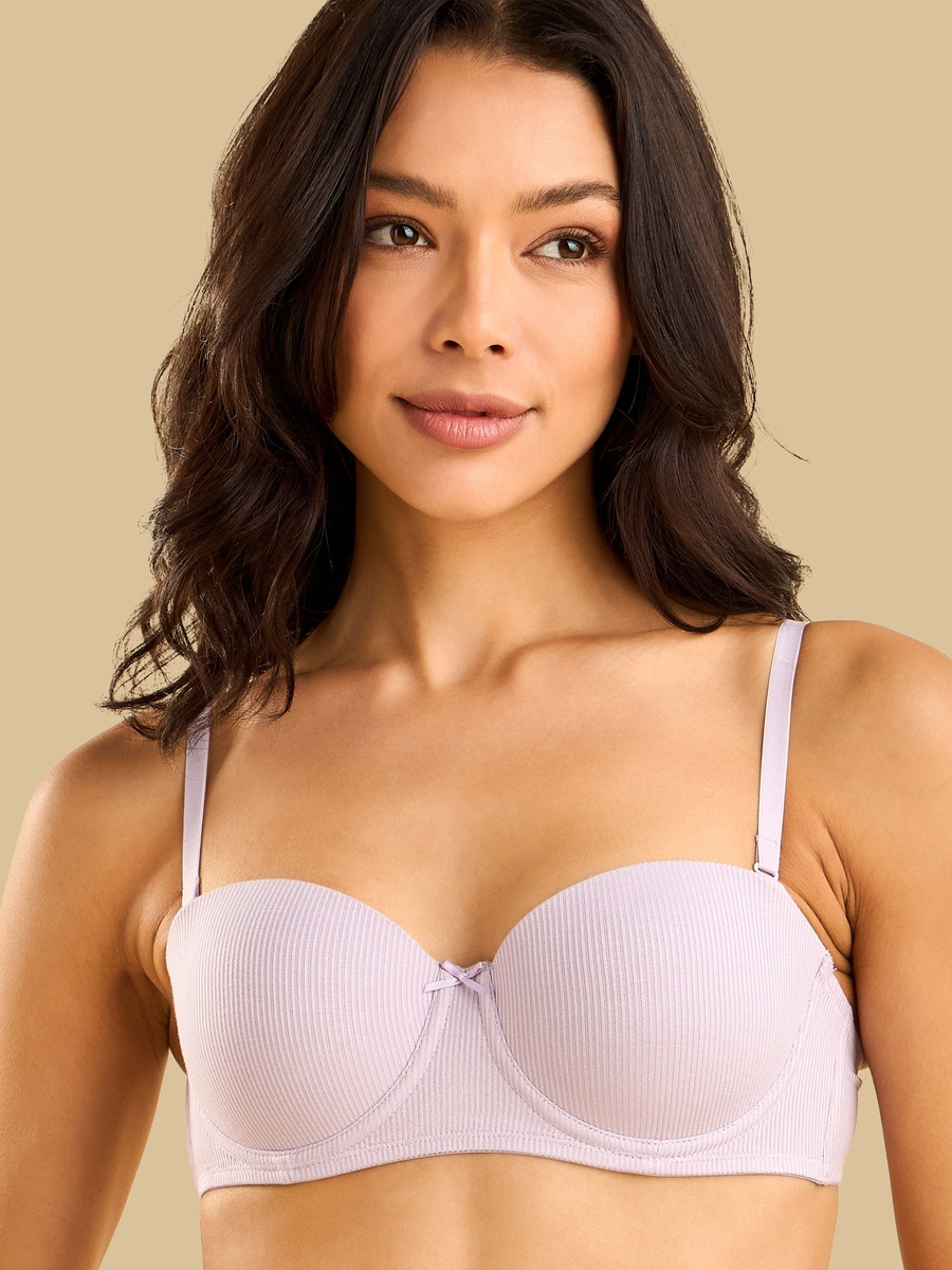 Pack of 3 - Ribbed Microfiber Push-Up Wired Balconette Bra