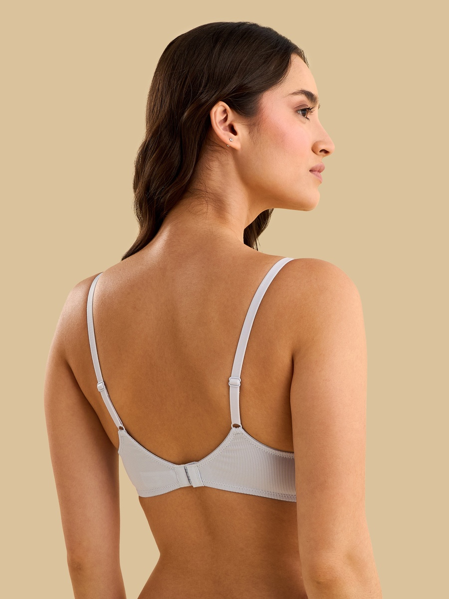Pack of 3 - Ribbed Microfibre Padded Wired Plunge Bra