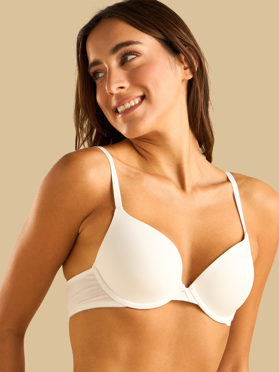 Pack of 3 - Ribbed Padded Wired Plunge Bra