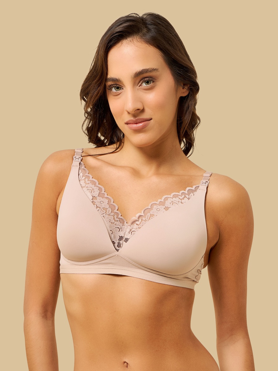 Lace Trim Padded Nursing Bra